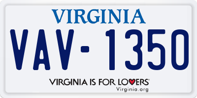 VA license plate VAV1350