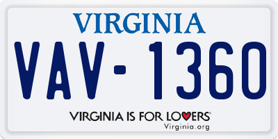 VA license plate VAV1360