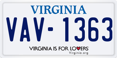 VA license plate VAV1363