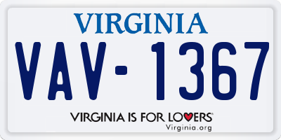 VA license plate VAV1367