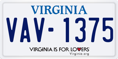 VA license plate VAV1375