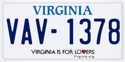 VA license plate VAV1378