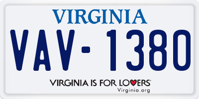 VA license plate VAV1380