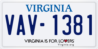 VA license plate VAV1381