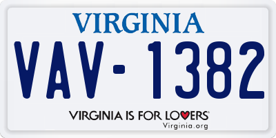 VA license plate VAV1382