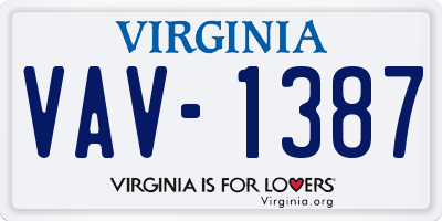 VA license plate VAV1387