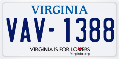 VA license plate VAV1388