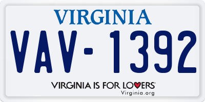 VA license plate VAV1392