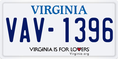 VA license plate VAV1396