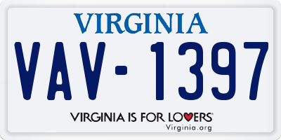 VA license plate VAV1397