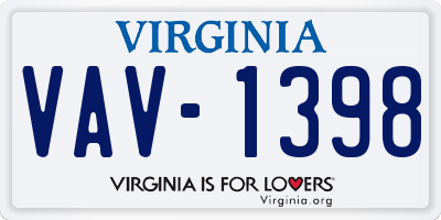 VA license plate VAV1398