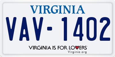 VA license plate VAV1402