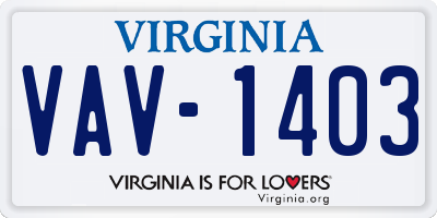 VA license plate VAV1403