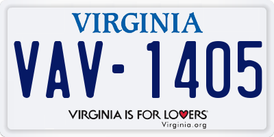 VA license plate VAV1405