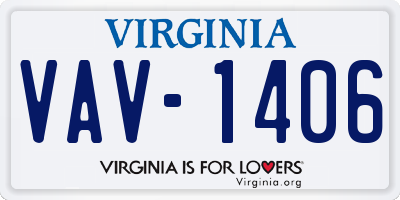 VA license plate VAV1406