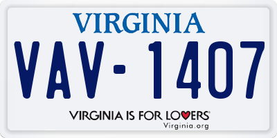 VA license plate VAV1407