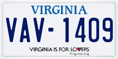 VA license plate VAV1409