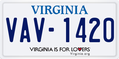 VA license plate VAV1420