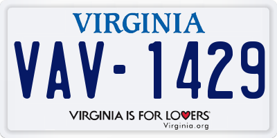 VA license plate VAV1429