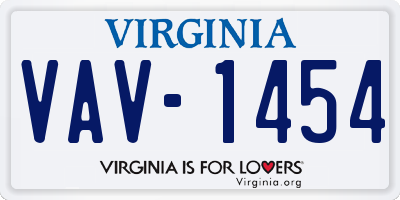 VA license plate VAV1454