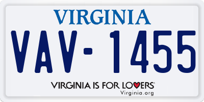 VA license plate VAV1455