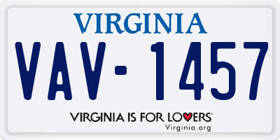 VA license plate VAV1457