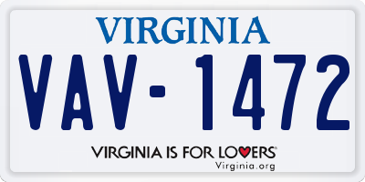 VA license plate VAV1472