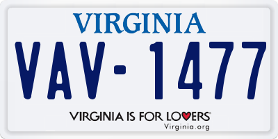 VA license plate VAV1477