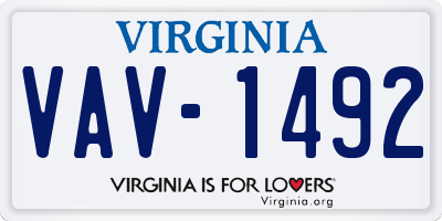 VA license plate VAV1492