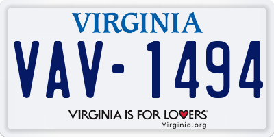 VA license plate VAV1494