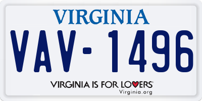 VA license plate VAV1496