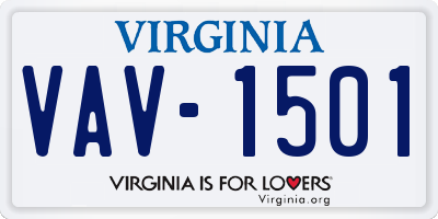 VA license plate VAV1501