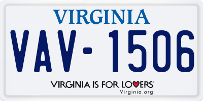 VA license plate VAV1506