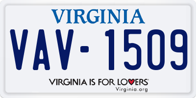 VA license plate VAV1509