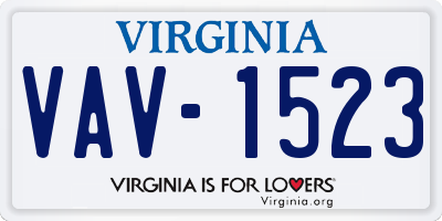 VA license plate VAV1523