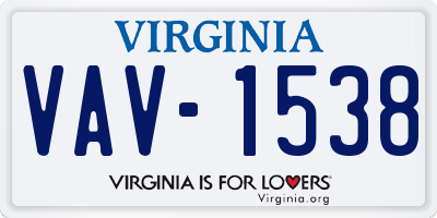 VA license plate VAV1538