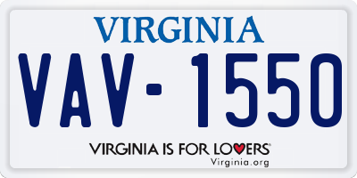 VA license plate VAV1550