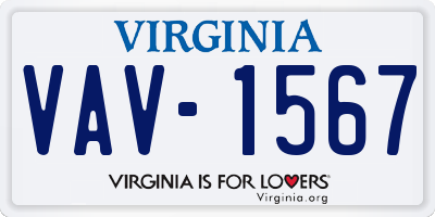 VA license plate VAV1567