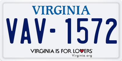 VA license plate VAV1572