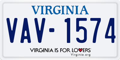 VA license plate VAV1574