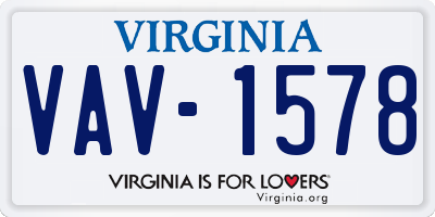 VA license plate VAV1578