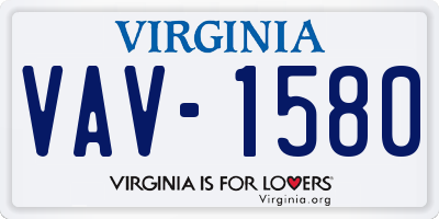 VA license plate VAV1580