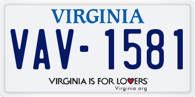 VA license plate VAV1581