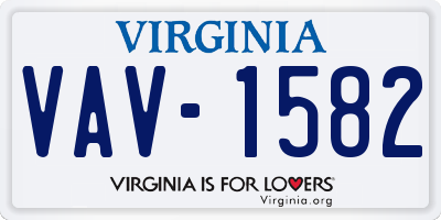 VA license plate VAV1582