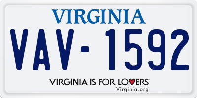 VA license plate VAV1592