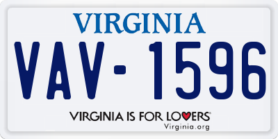 VA license plate VAV1596