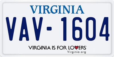 VA license plate VAV1604