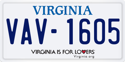 VA license plate VAV1605