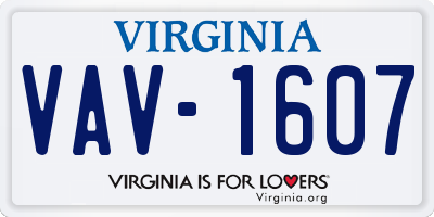 VA license plate VAV1607
