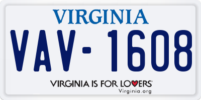 VA license plate VAV1608